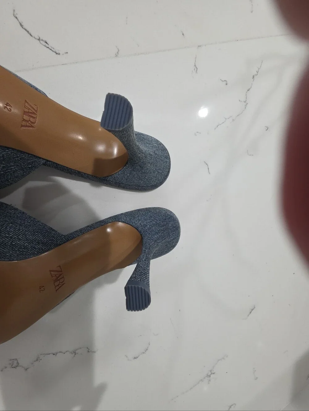 ZARA Blue Denim Heels Slide Sandals U.S. Size 11/42 Euro. NWOT. - Picture 7 of 8